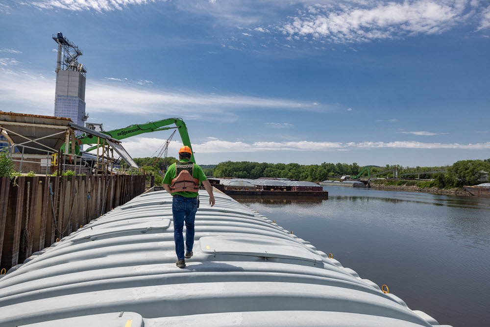 worker walking at site