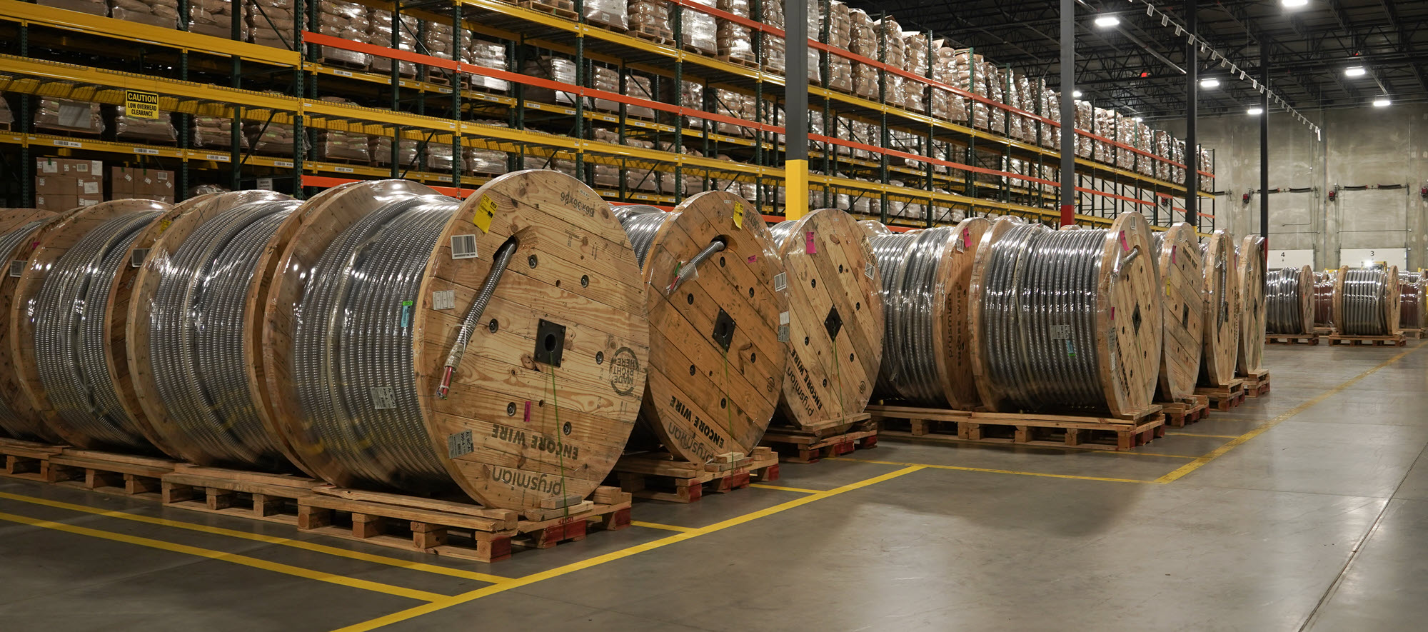 construction materials in a warehouse