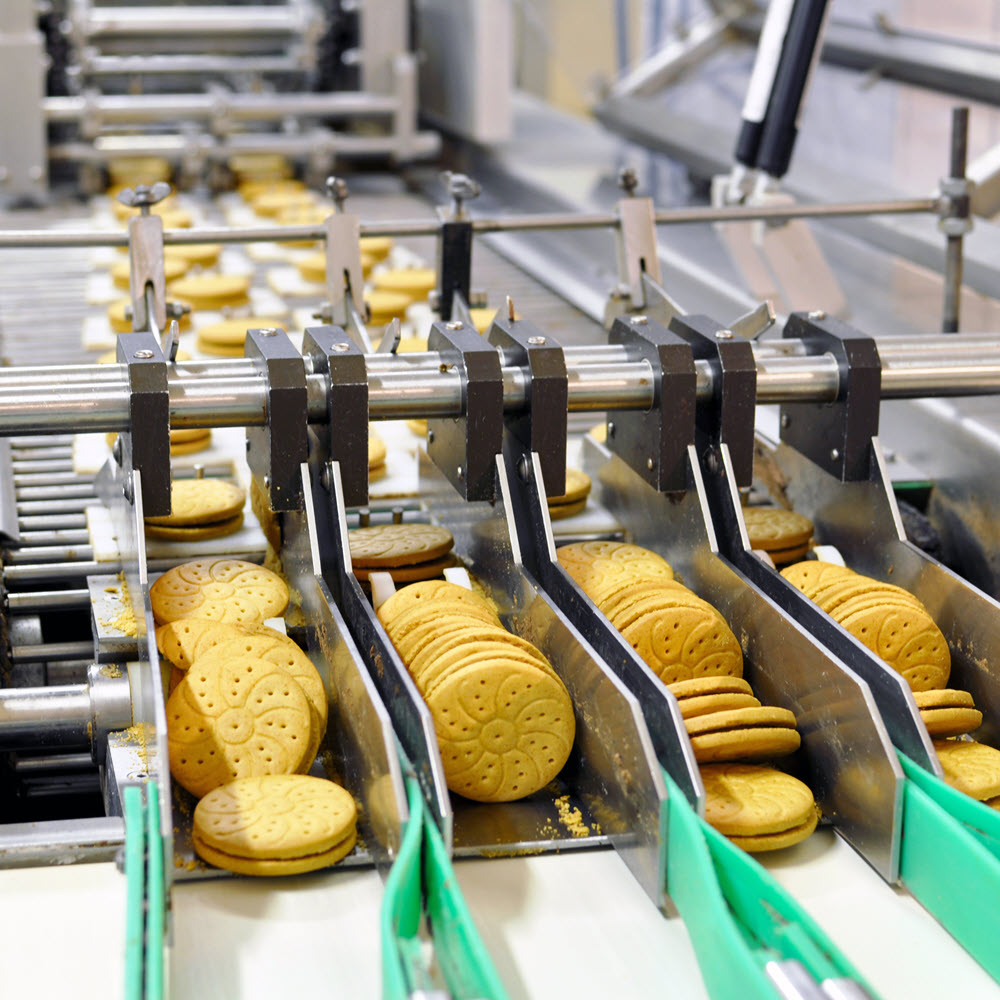cookies being manufactured
