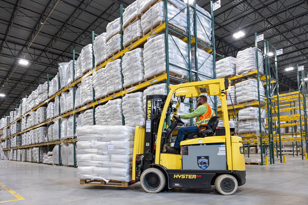 Forklift driving at Logistics Park Cedar Rapids warehouse