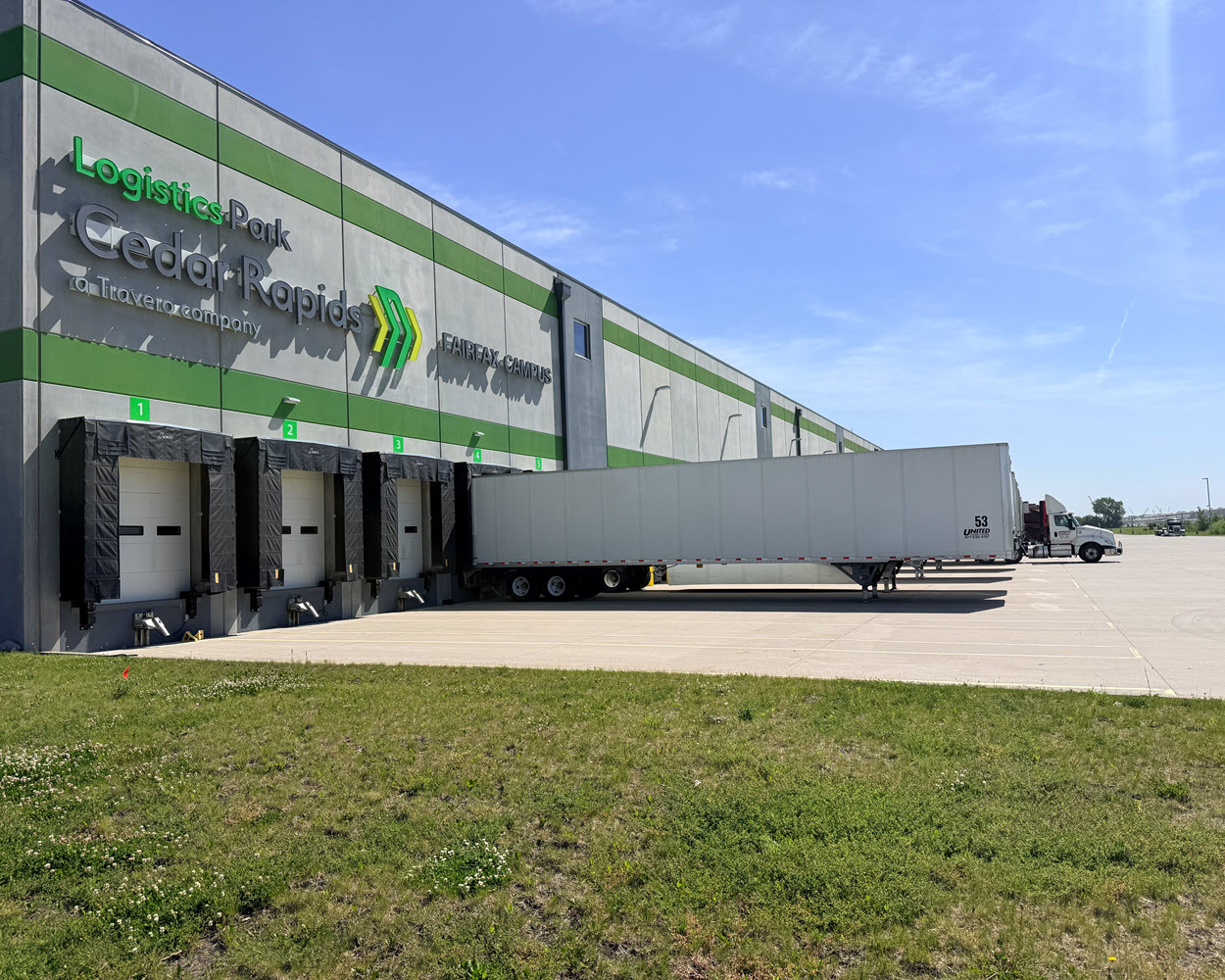 Logistics Park with a trailer pulled up to a dock