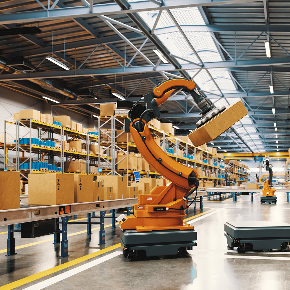large robot in a manufacturing facility