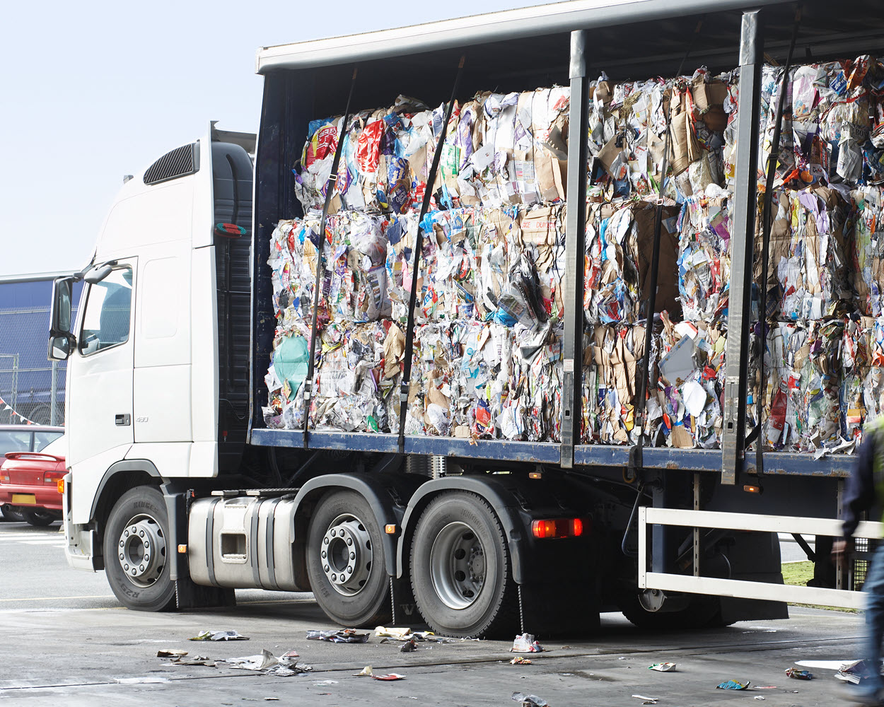 truck hauling paper for recycling