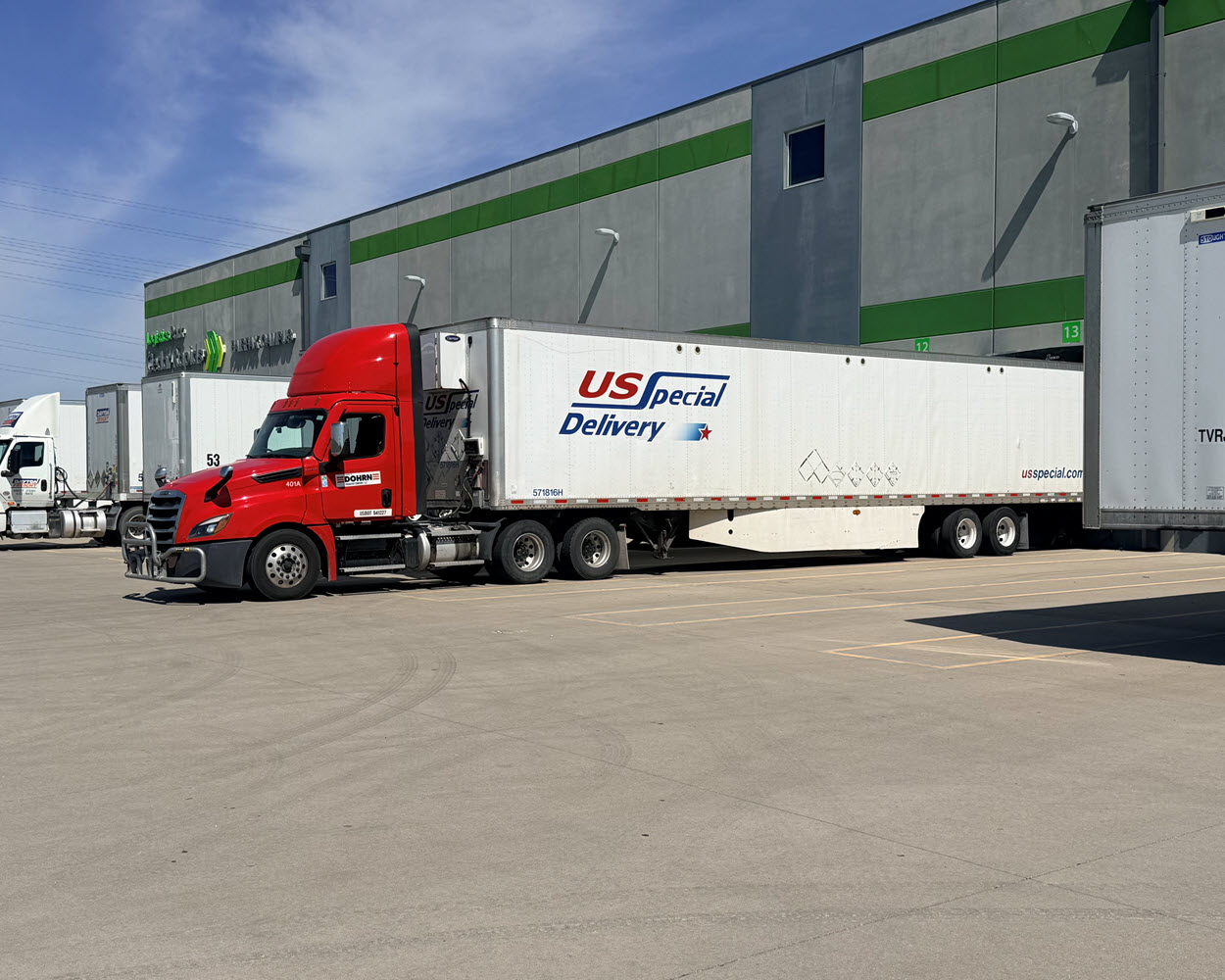 semi truck at a dock