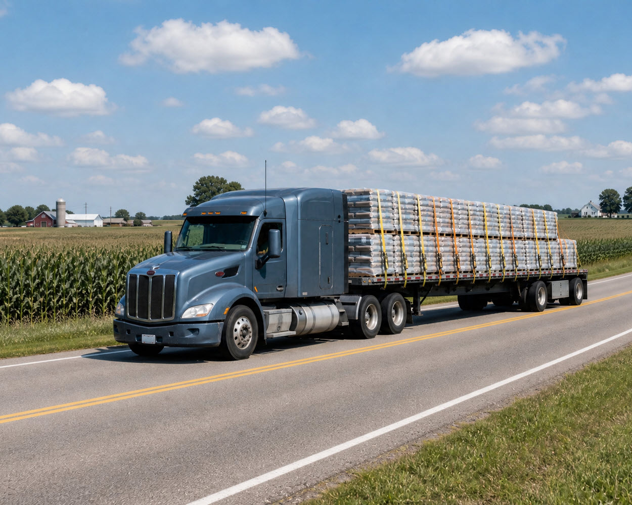 Truck pulling a large load