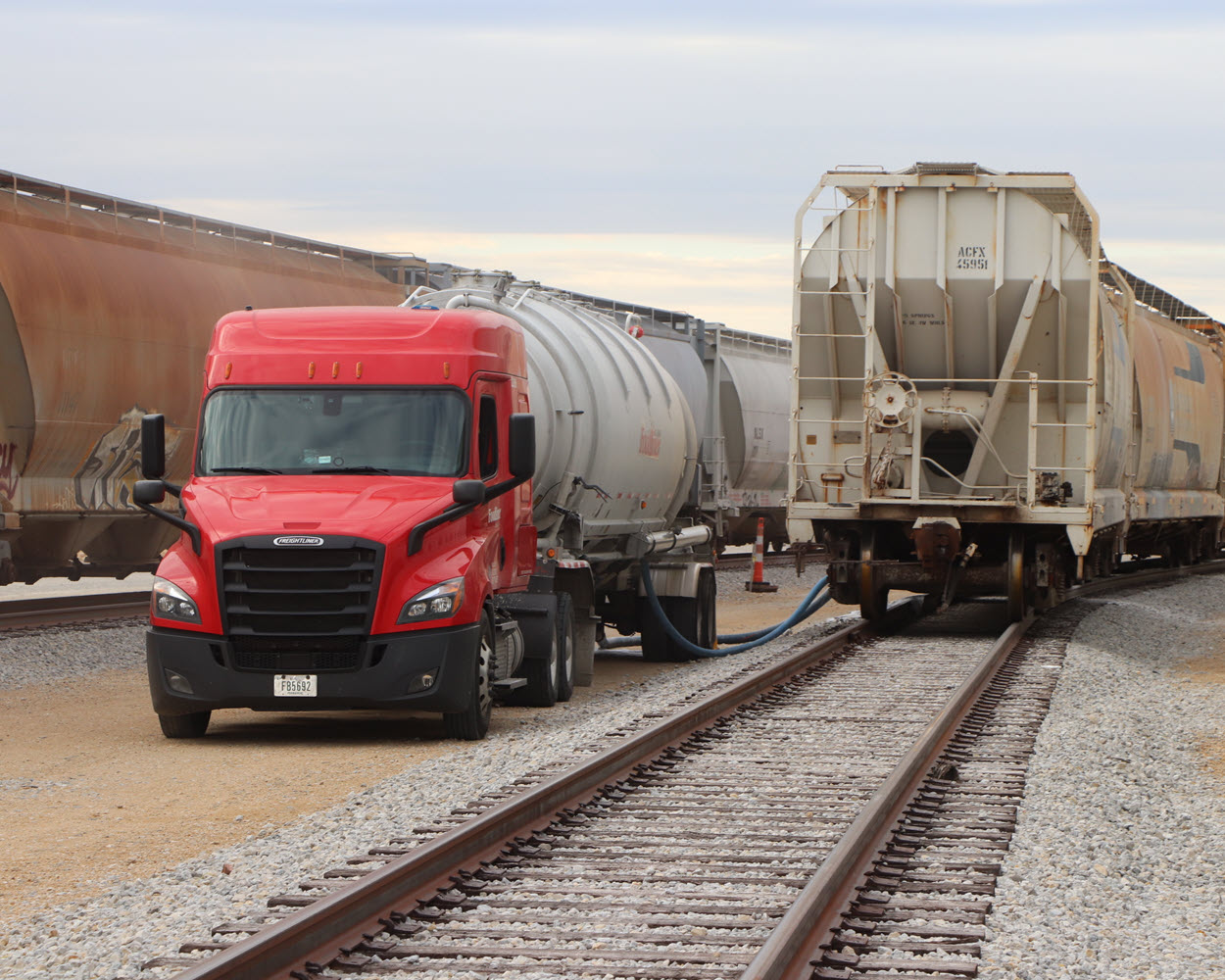 transloading between a truck and a railcar
