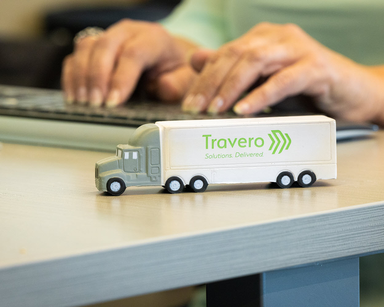 Travero toy truck on a desk
